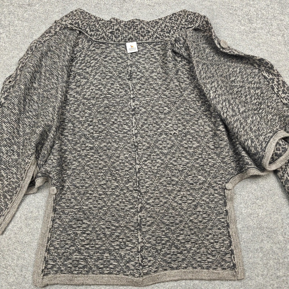 Alpaca Warehouse Poncho Womens Medium Gray Alpaca Knit Button Collared Geometric - Picture 14 of 15